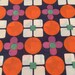60s Vintage Mod Fabric Fabric, Dark Blue with retro design 2.5m x 100cm