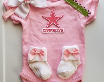 dallas cowboys baby outfit-pink dallas cowboys-dallas cowboy baby shower gift-baby cowboys-newborn dallas cowboys-cowboys take home outfit