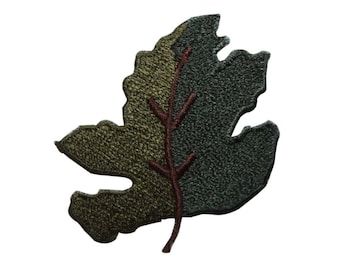 ID 7201 Two Tone Green Maple Leaf Patch Nature Tree Embroidered Iron On Applique