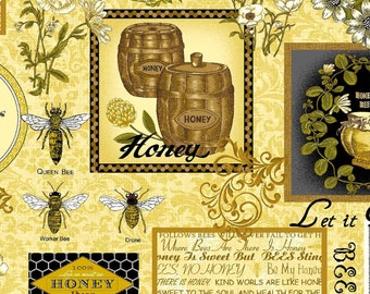 A cute fabric with all things related to honey bees.