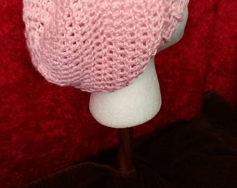 Pink Crochet Slouchy Beanie, Light Pink Crochet Beanie, Pink Hats, Crochet Hats, Crochet Slouchy, FREE SHIPPING, Ready to Ship, B79-17-0524