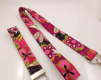 SALE LANYARD Teacher Lanyard Paisley Lanyard Flower Lanyard Flower Key Holder Pink Paisley Lanyard Tapestry Lanyard ID Badge Holder