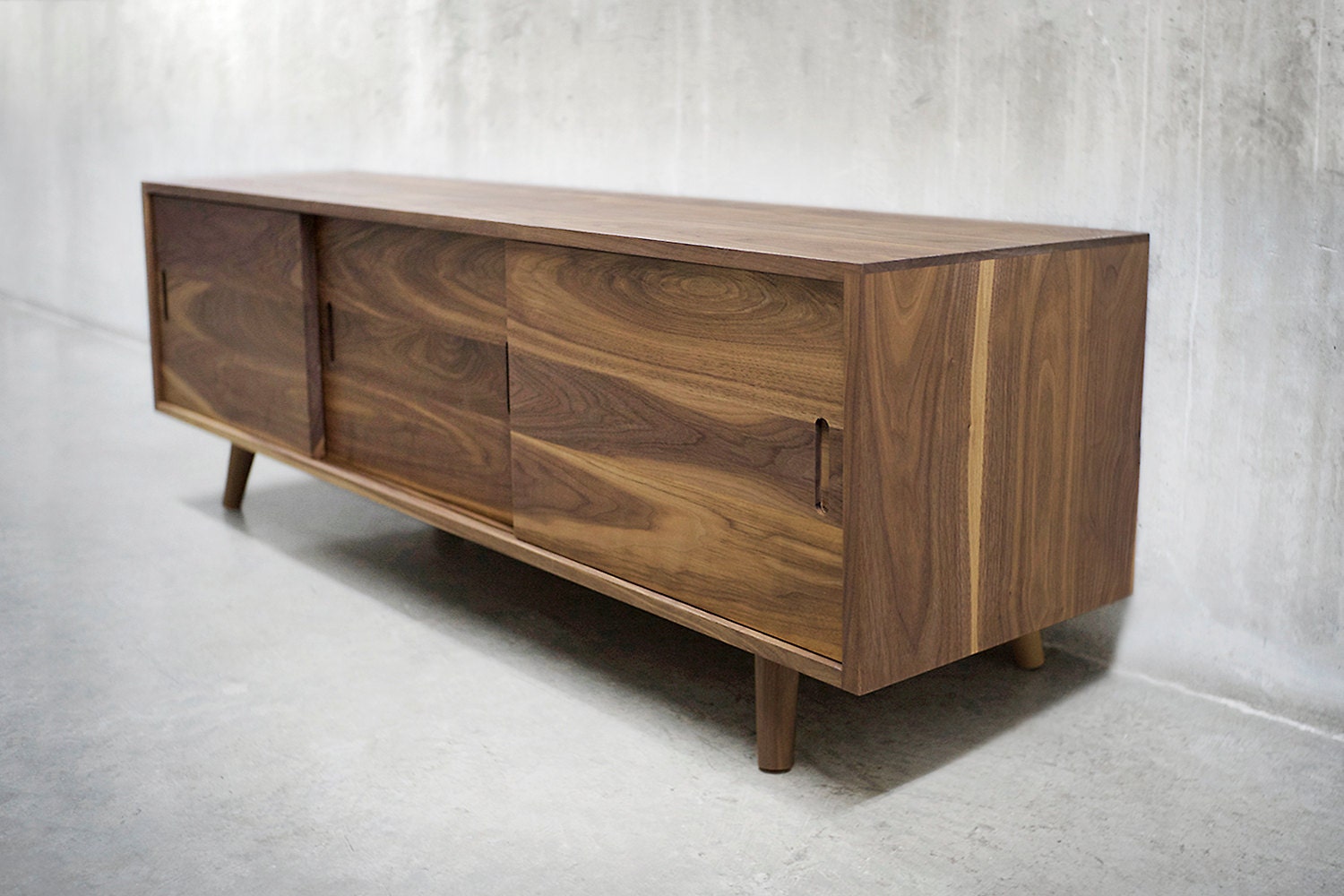 60 Solid Black Walnut Media Console/ Credenza/