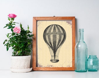 Vintage Hot Air Balloon Decor 8x10 - Wall Art, Nursery Art, Home Decor, Nursery Decor, Printable, Digital Download