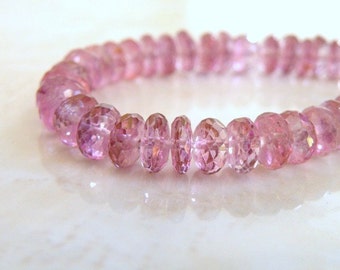 Pink Topaz Gemstone Rondelle Mystic AAA Faceted 6mm 18 beads