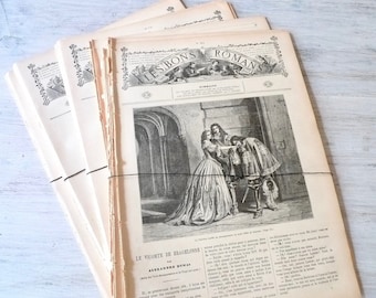 Papier Pack, livre de 20 Pages, histoires illustrées de Français, papier Antique éphémères, Scrapbooking, bricolage, papier Vintage Bundle, grand