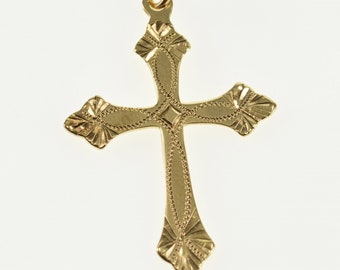 10k Ornate Patterned Dot Design Cross Christian Charm/Pendant Gold