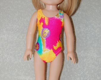 Swimsuit for 14.5" Wellie Wishers or Melissa & Doug Doll Clothes neon gold tkct1114 READY TO SHIP