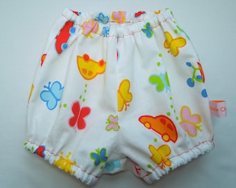 Printed cotton bloomers cars and butterflies, 6-12M.