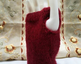 Red brushed wool wrist warmers