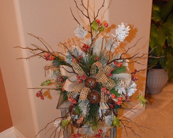 Tree Topper, Rustic Tree Topper, Christmas Tree Topper, Lantern Swag, Rustic Lantern Swag, Bell Swag