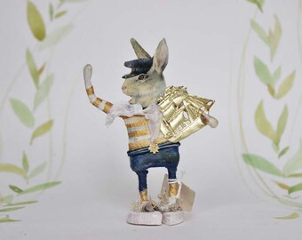 Nostalgische Osterdekoration Wattefigur Ornament Hase Matrose mit Segelschiff von FilÀSophie