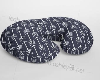Boppy® Cover, Nursing Pillow Cover - Navy Arrows Minky - BC1