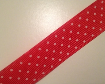 7/8" Red Polka Dot Grosgrain Ribbon