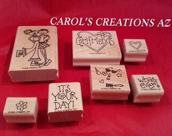 Girlfriends Stampin Up Stamps / Stampin Up Wood Block Stamps / Craft Stamps