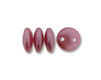 Czech Mates 6mm 2 Hole Lentil - 50 Pieces - Pink