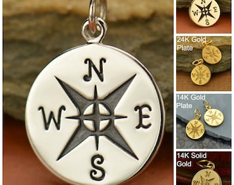 Sterling Silver, Compass Charm, Silver Compass, Compass Jewelry, Travel Charm, Silver Travel Charm, Travel Jewelry, Journey Charm