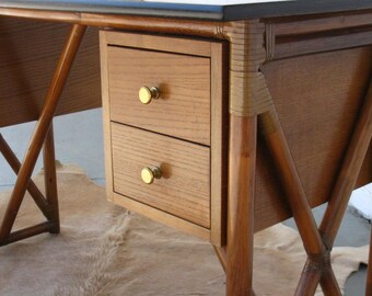 McGuire style desk rattan 1950