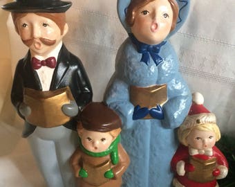 Vintage Christmas Family Choir Singing Carols Ceramic 1987