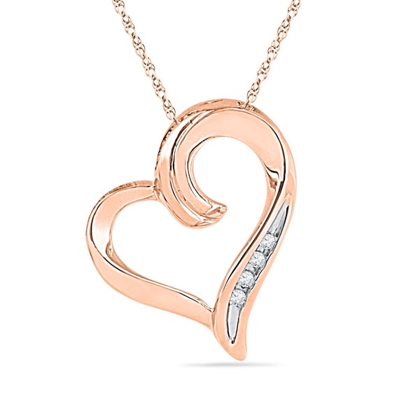 Pink Gold Heart Pendant Necklace Diamond Necklace With Pink
