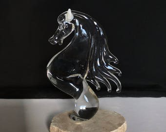 Handblown Glass Horse Head Sculpture