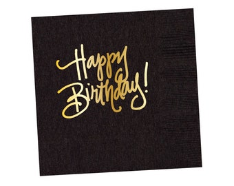 Napkins | Happy Birthday - Black (in stock)