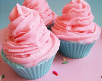 Cupcake Soap Jumbo Cotton Candy - Frosted Cupcake, Kids Bath, Teen Gift, Gift For Her, Hostess Gift, Bridal Shower, Soap Favors, Candy Soap