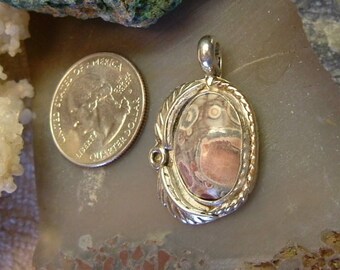 Large Boho Style Pink and Grey Fossil Coral (ooak) in Fine .925 Sterling Silver Jewelry Necklace 261 B