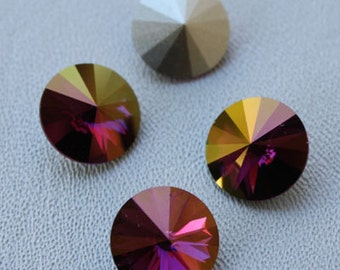 FUCHSIA STARLIGHT: Swarovski Elements Article #1122 14mm Rivoli Rhinestone (4)