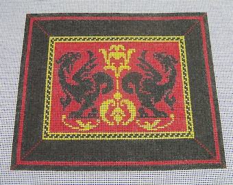 Double Dragons - Handpainted Needlepoint Canvas