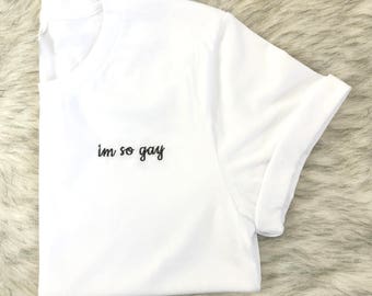 I'm So Gay Embroidered T Shirt | Man Eater By Lina