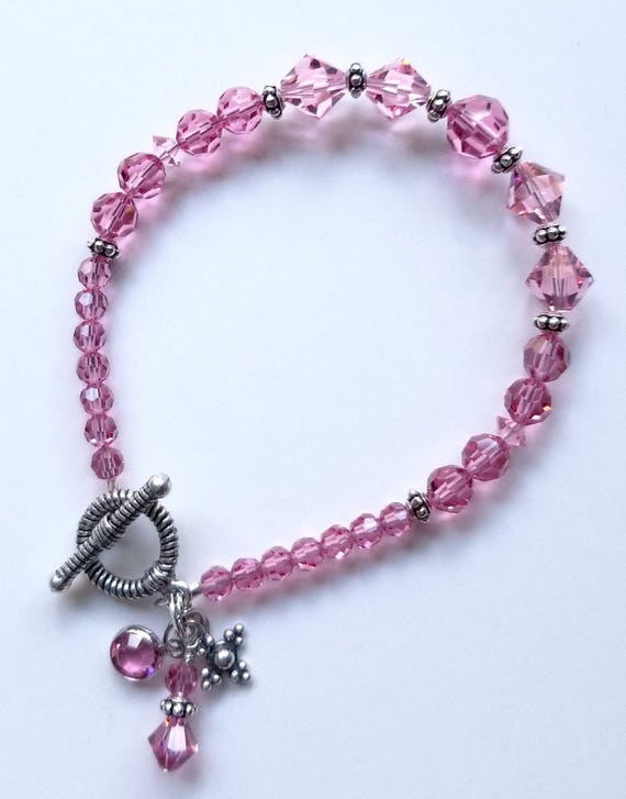 Swarovksi Crystal Bracelet, Crystal Bracelet, Rose Bracelet, Pink Bracelet