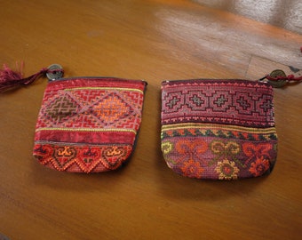 SALE --- 2 Purses - Purses made from vintage textile - asian tribal textile - purses made from ethnic fabric - recycled textile