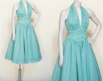 1950s Party Dress --- Vintage Halter Dress