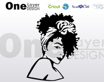afro girl with bandana beautifull, SVG - Png - Pdf - Eps File, T-Shirt SVG, svg -Vector Art - Cricut,Silhouette,Cameo,Iron on Vinyl