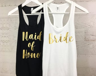 Bridal Party Tank Tops, Bridesmaid Tank Top, Maid of Honor Tank Top, Brides Squad, Bride Tank Top, Wedding Tanks, C