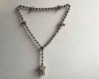 Clay bead rosary with birds. From Mexico.