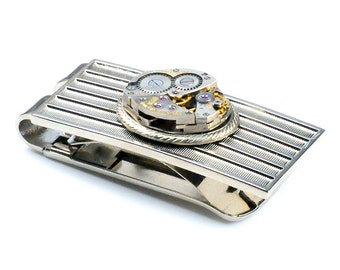 Vintage Bulova Watch Movement Steampunk Money Clip