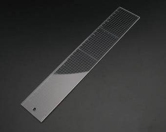 Japan Kyoshin Elle Plastic Square Ruler Gauge with Metal Cutting Edge for Leather Crafting Sewing Tool