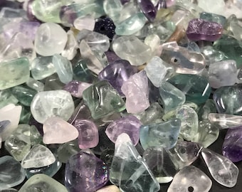 Rainbow Flourite Gemstone Chips, Pre Drilled Flourite Chips, Gemstone Chip Beads, Crystal Chips, Healing Stone Beads, Crystal Chip Beads