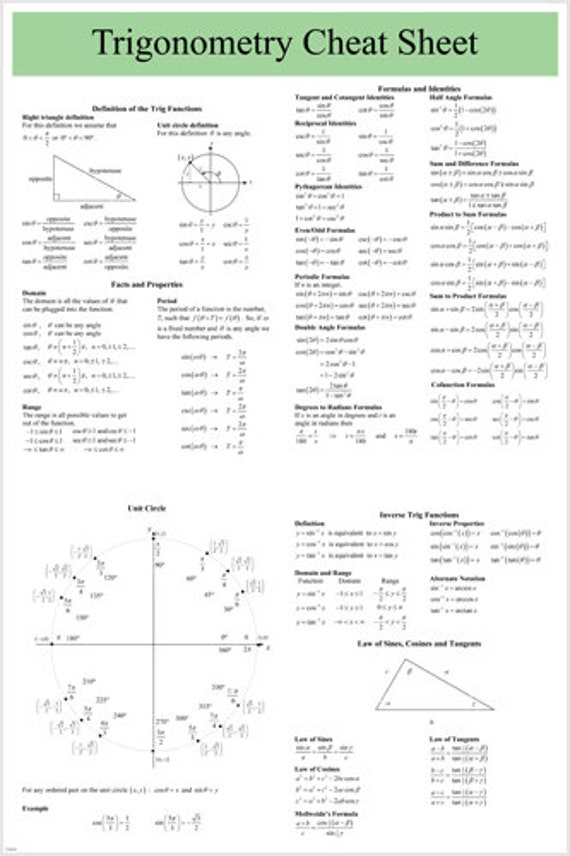 trig cheat sheet pdf