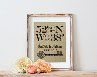 Bridal Shower Gift Wedding Latitude Longitude Sign Birthday Housewarming Bridal Shower Gift Wedding Latitude Longitude Sign Birthday Housewarming