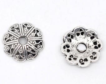 Tibetan Style Antique Silver Bead Caps, 12 mm x 3 mm, Pack of 50 (2219)