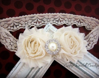 Ivory/Cream Chiffon Rosette Flower Headband
