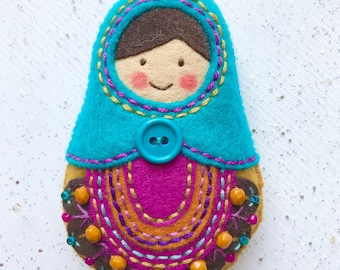 Matryoshka, babushka, russian doll, Keychain Felt