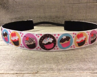 Cupcake Nonslip Headband, Noslip Headband, Workout Headband, Sports Headband, Running Headband, Athletic Headband