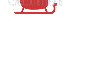 Sleigh Santa silhouette winter Christmas SVG DXF instant download design for cricut or silhouette