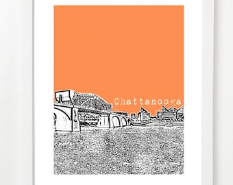 Chattanooga Tennessee Poster - Chattanooga Skyline Art Print - Chattanooga TN