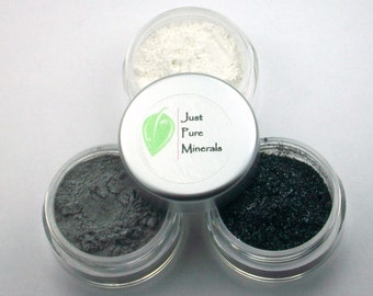 Intense Black Eye Shadow Trio - Cruelty Free Mineral Eye Shadow- 3g of product in each 10g sifter jar