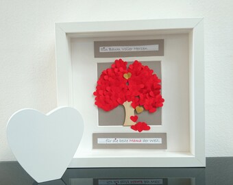Personalisierter Bilderrahmen, Muttertag, Herz,Love,Baum voller Herzen...